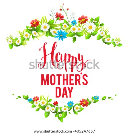 Mother's day card with flowers. Place for text. Bright holiday card with flowers for design banner,ticket, leaflet and so on.