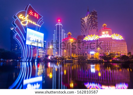 MACAU, CHINA - JANUARY 28: buildings of Macau Galaxy casino on January 28, 2013, Galaxy Casino is the landmark of Macau city in China.