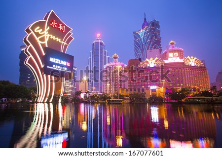 MACAU, CHINA - JANUARY 28: buildings of Macau Galaxy casino on January 28, 2013, Galaxy Casino is the landmark of Macau city in China.