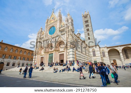 Siena, Italy - April 11, 2015: Siena Cathedral is a medieval church in Siena, Italy.