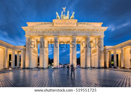 Berlin night, the Brandenburg Gate in Berlin, Germany.