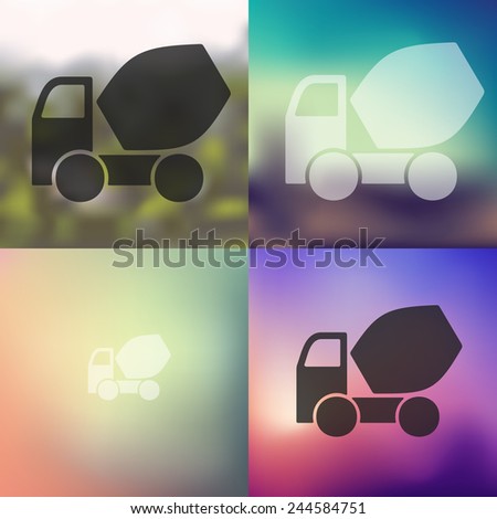 Cement Mixer icon on blurred background