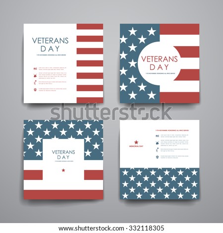 Set Of Brochure Poster Templates In Veterans Day Style Beautiful Design And Layout Stock Veterans Day Email Template