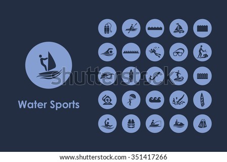 It is a set of water sports simple web icons