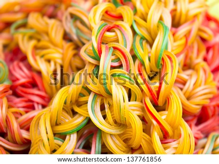 Colorful elastic rubber for with background