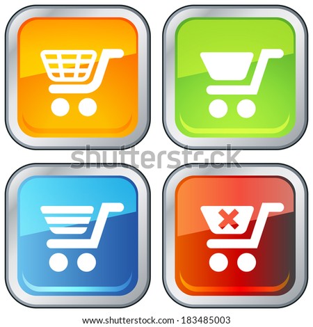 Shopping Cart Icon with Button Base - Illustration