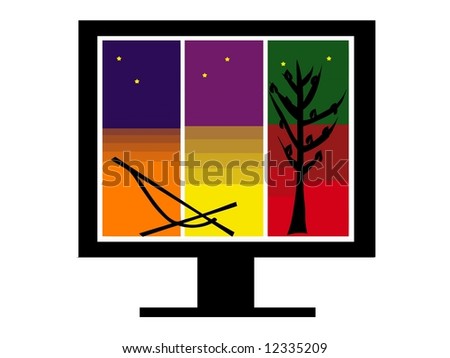 Monitor LCD landscape relaxation scenic serenity computer