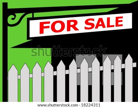 FOR SALE sign fence and house