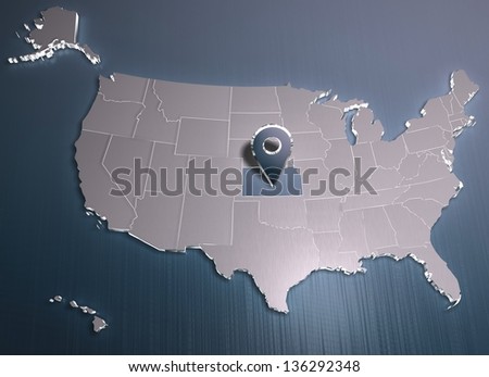 Kansas. USA map. 3D render. For other states see portfolio. For other colors or symbols - connected to me.