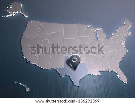 Texas. USA map. 3D render. For other states see portfolio. For other colors or symbols - connected to me.