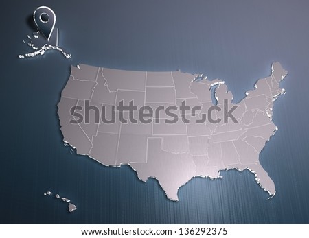 Alaska. USA map. 3D render. For other states see portfolio. For other colors or symbols - connected to me.