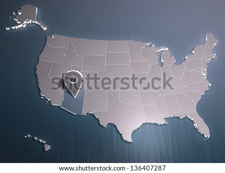 Arizona. USA map. 3D render. For other states see portfolio.