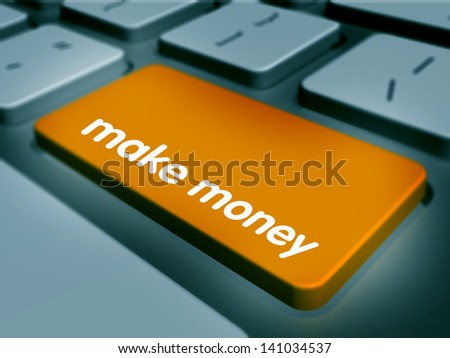 Computer keyboard keys labeled make money