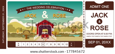 Cover bridge wedding invitation ticket template vector illustrator Cover bridge wedding invitation ticket template vector illustrator