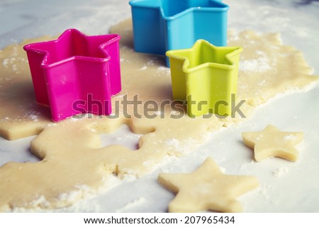 Cutting star shapes in cookie dough