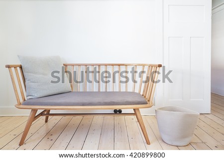 Bench seat feature chair in Danish styled white interior