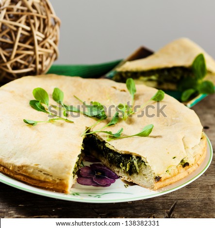 Spinach pie and salad