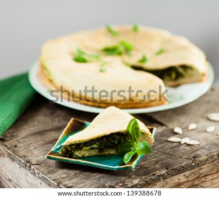 Spinach pie and salad