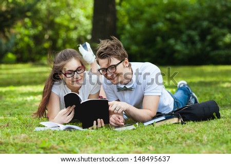 students in park