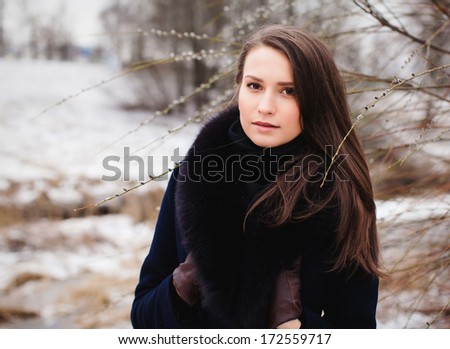 Beautiful girl in winter - close up