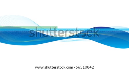 Blue flow shape with transparent blends over white background