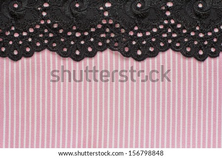 Pink and white denim with black lace