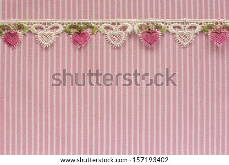 Pink and white denim with floral lace