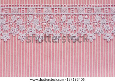 Pink and white denim with floral lace