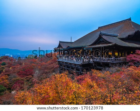 Autumn Kiyomizu Temple in Kyoto Japan. Kiyomizu-dera is UNESCO World Heritage listed.