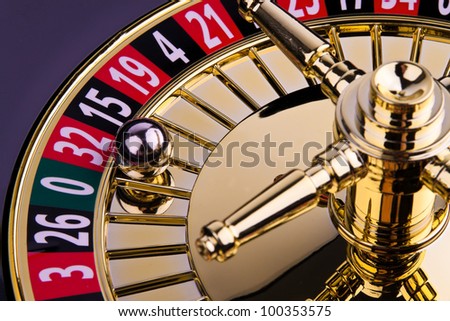 cylinder of a roulette game of chance with ball