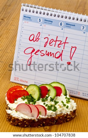 a bread with cottage cheese and cheese spread with vegetables and healthy eating.
