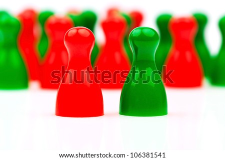 red and green characters. coalition government between red and green.