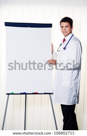 successful doctor with a flip chart during a presentation in meeting