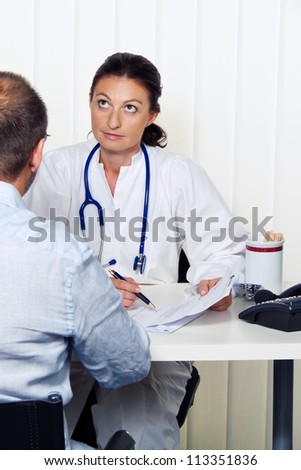 doctors in medical practice with patients. interview and counseling treatment.