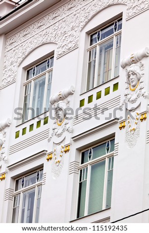 a beautifully renovated art nouveau building. renovation of old town houses.