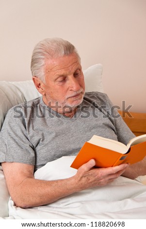 a senior in the nursing home when book in bed