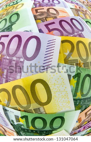 many euro banknotes. symbolic photo for wealth and investment