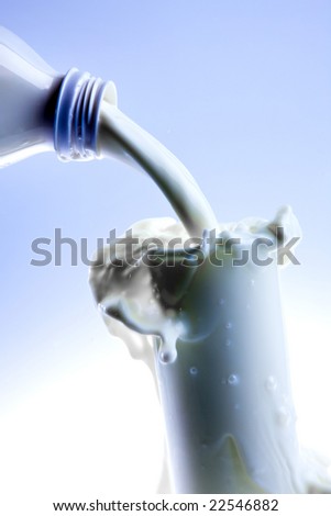 pouring fresh milk in a transparent glass