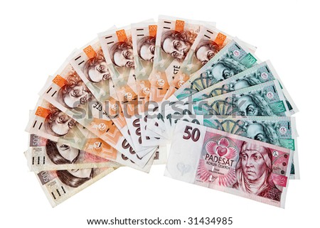 Currency And Banknotes From The Czech Republic In Europe Stock Photo