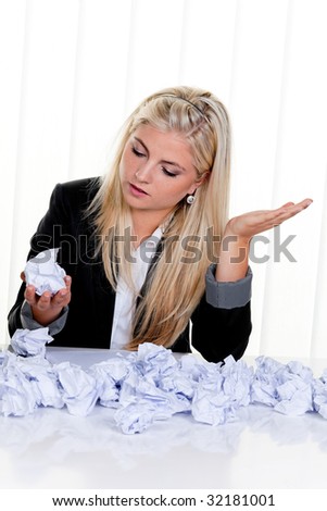 Young Woman with paper searches for ideas
