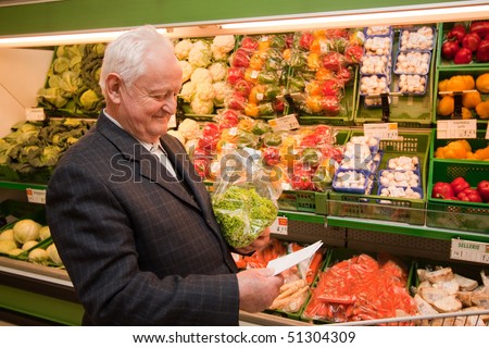 a senior when shopping for food in the supermarket