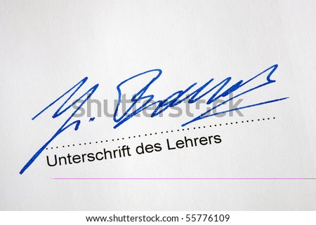 Handwritten signature to an official document of the school