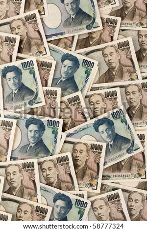 Japanese yen notes. Currency from Japan