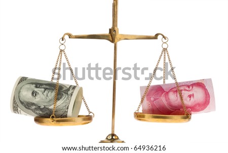 Chinese currency yuan and U.S. dollars amerkinaische bills - stock ...