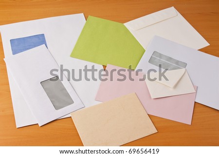 Many different envelopes. Envelopes in various sizes. Porto increase in Austria.