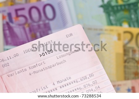 Many Euro bills with savings account. Password in the savings account