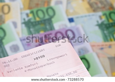 Many Euro bills with savings account. Save m oney