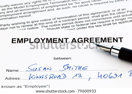 The employment of an employee with the employer. (In English)