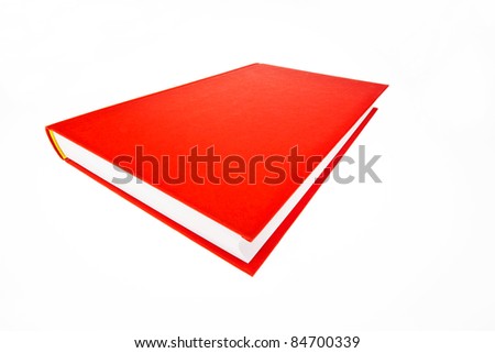 a book lies in a red cover on a white background