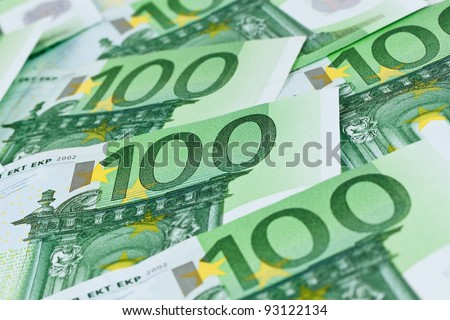 many euro banknotes of the european union. photo symbol for wealth